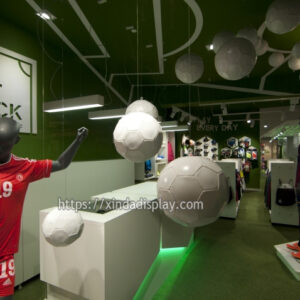 Football In Store Setup Modern Football Shop Display Fixture Retail Football Store Interior ...