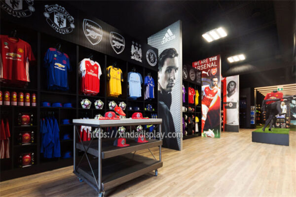 Football In Store Setup Retail Soccer Store Display Furniture Soccer Shop Decoration Ideas ...